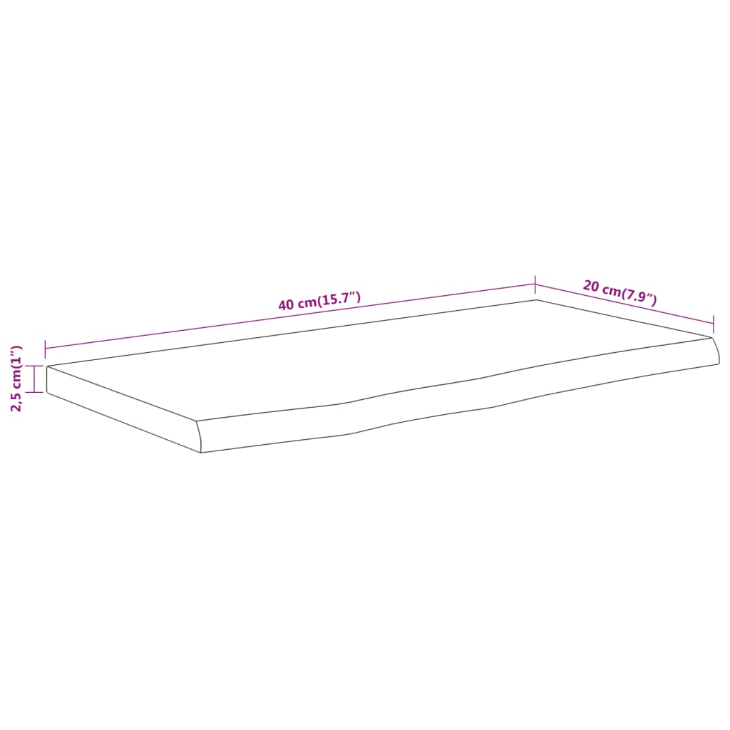 Vegghylle 40x20x2,5 cm rektangulær heltre akasie naturlig kant vidaXL