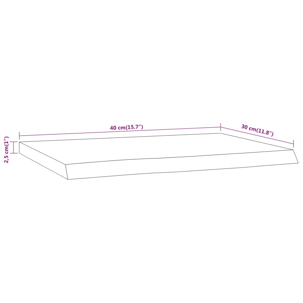 Vegghylle 40x30x2,5 cm rektangulær heltre akasie naturlig kant vidaXL