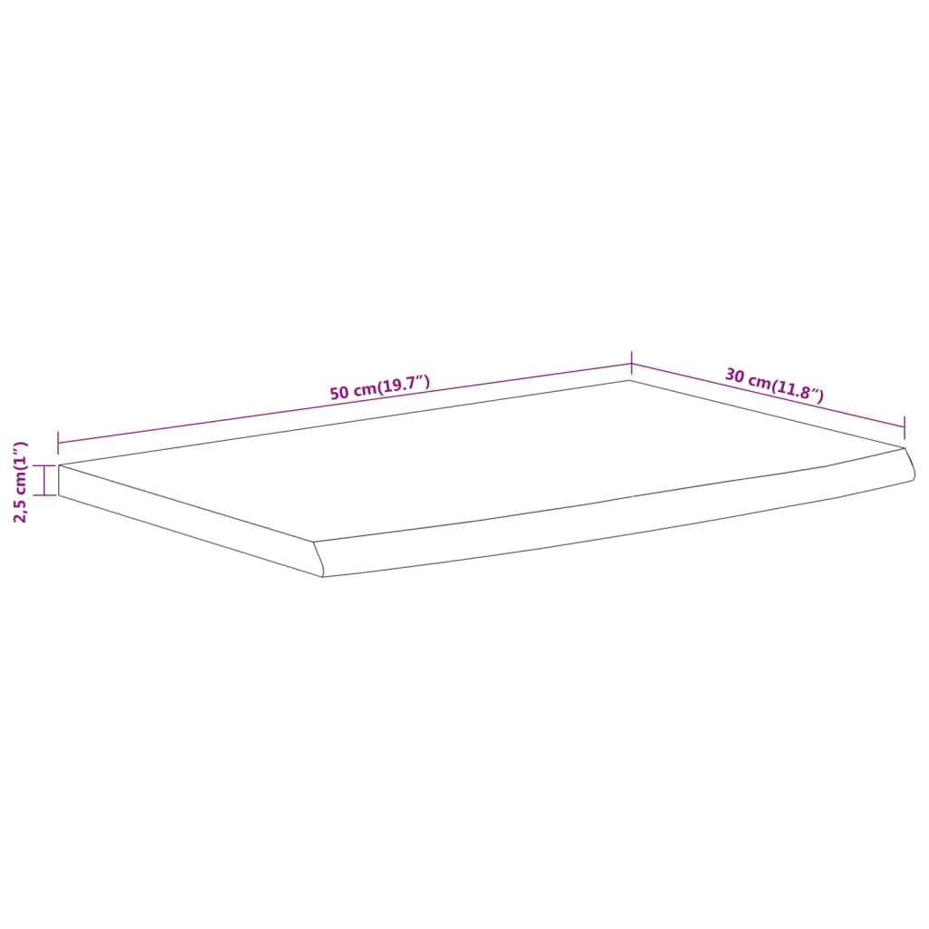 Vegghylle 50x30x2,5 cm rektangulær heltre akasie naturlig kant