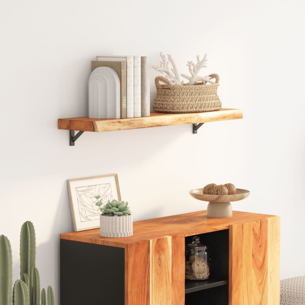 Vegghylle 100x30x2,5 cm rektangulær heltre akasie naturlig kant vidaXL