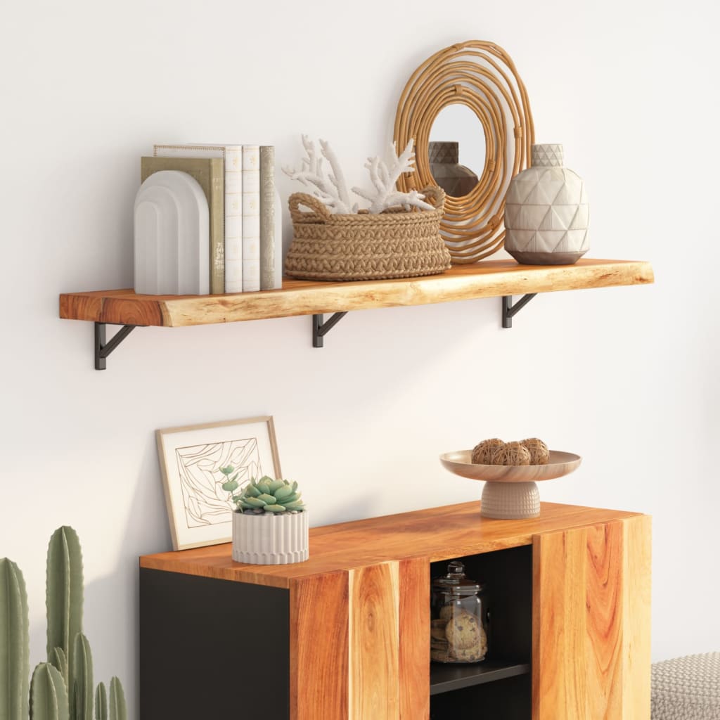 Vegghylle 120x30x2,5 cm rektangulær heltre akasie naturlig kant vidaXL
