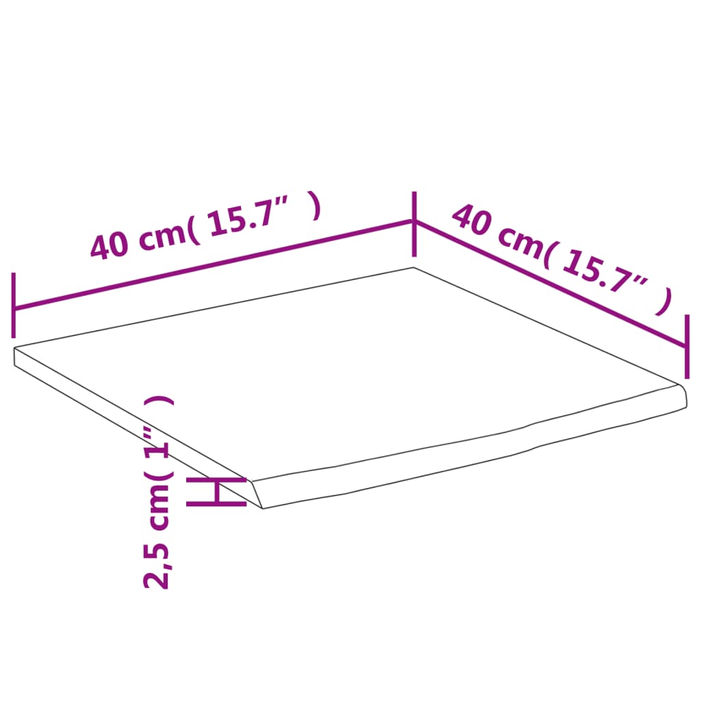 Vegghylle 40x40x2,5 cm firkantet heltre akasie naturlig kant