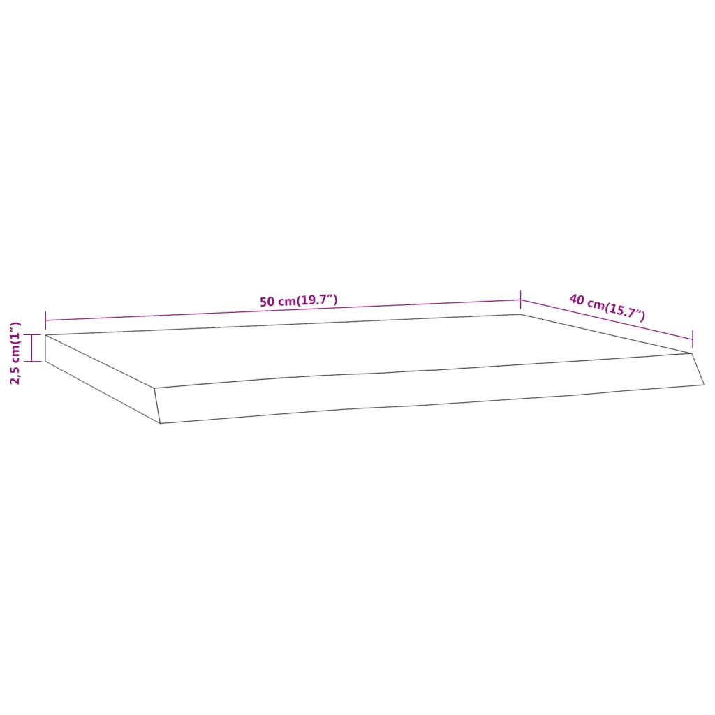 Vegghylle 50x40x2,5 cm rektangulær heltre akasie naturlig kant