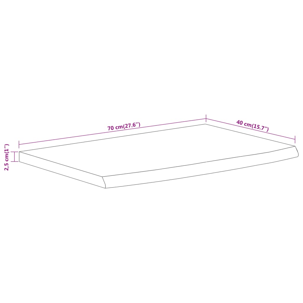 Vegghylle 70x40x2,5 cm rektangulær heltre akasie naturlig kant