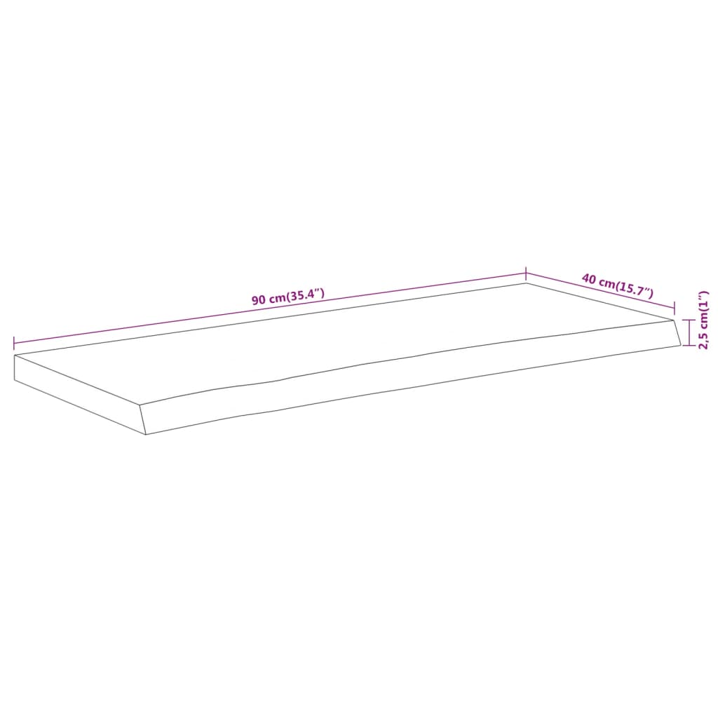 Vegghylle 90x40x2,5 cm rektangulær heltre akasie naturlig kant vidaXL