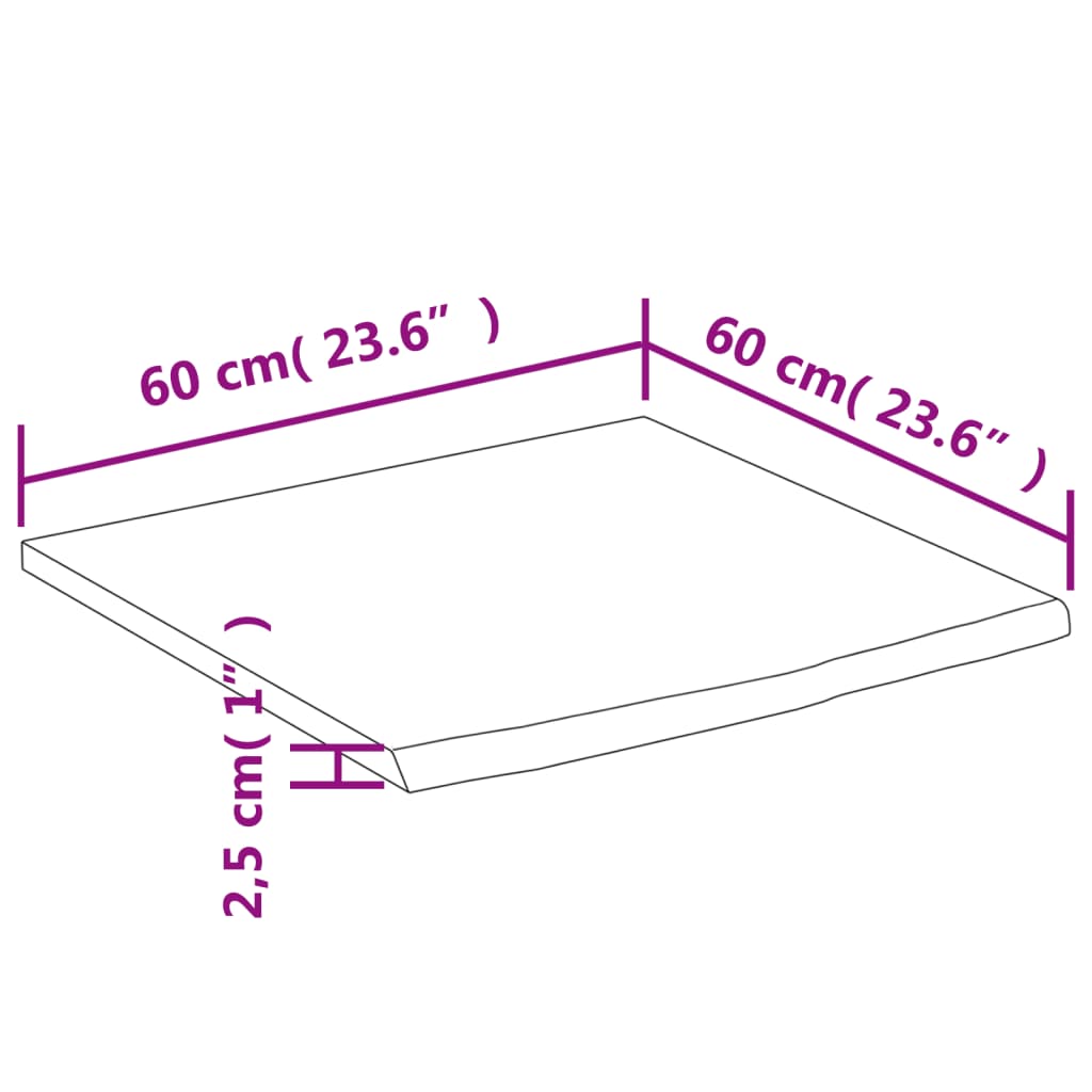 Benkeplate for bad 60x60x2,5 cm firkantet heltre akasie vidaXL
