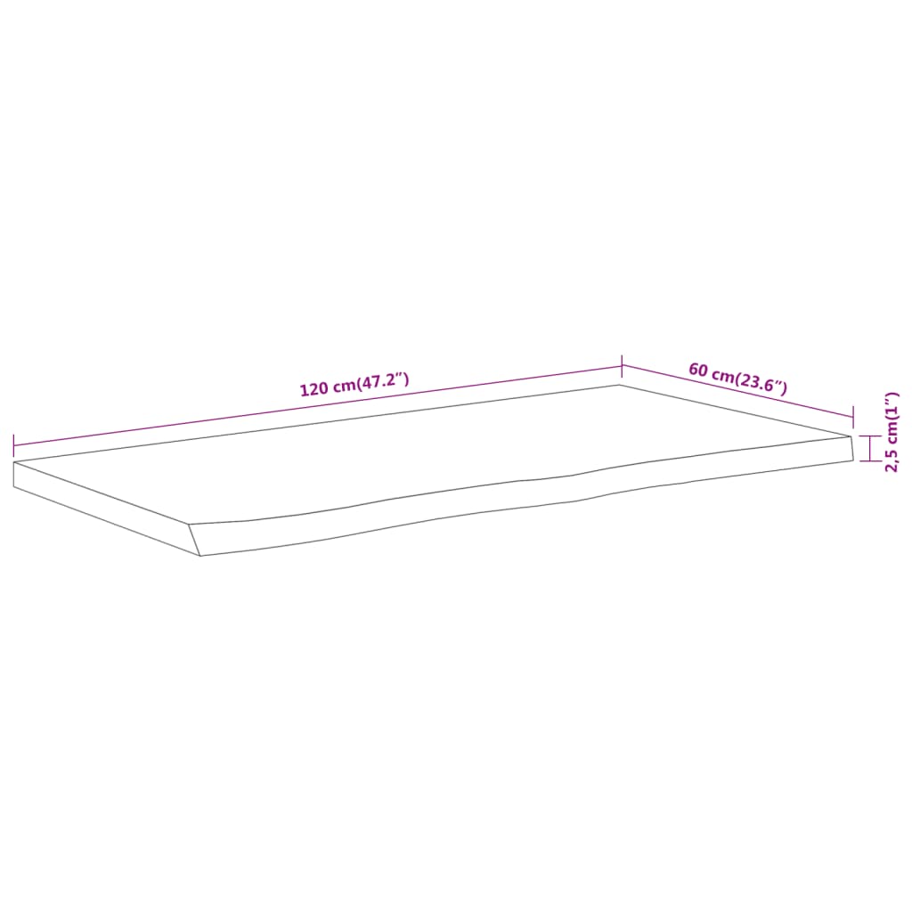 Benkeplate for bad 120x60x2,5 cm rektangulær heltre akasie