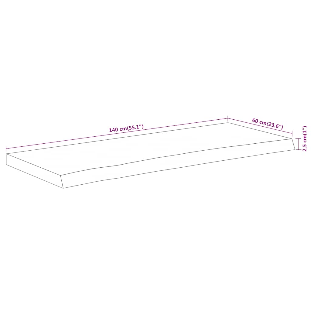 Benkeplate for bad 140x60x2,5 cm rektangulær heltre akasie