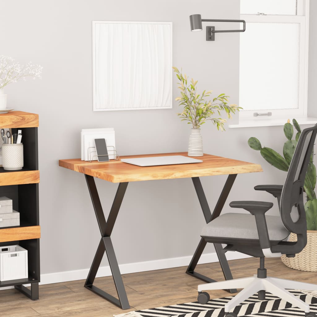 Vegghylle 90x80x2,5 cm rektangulær heltre akasie naturlig kant
