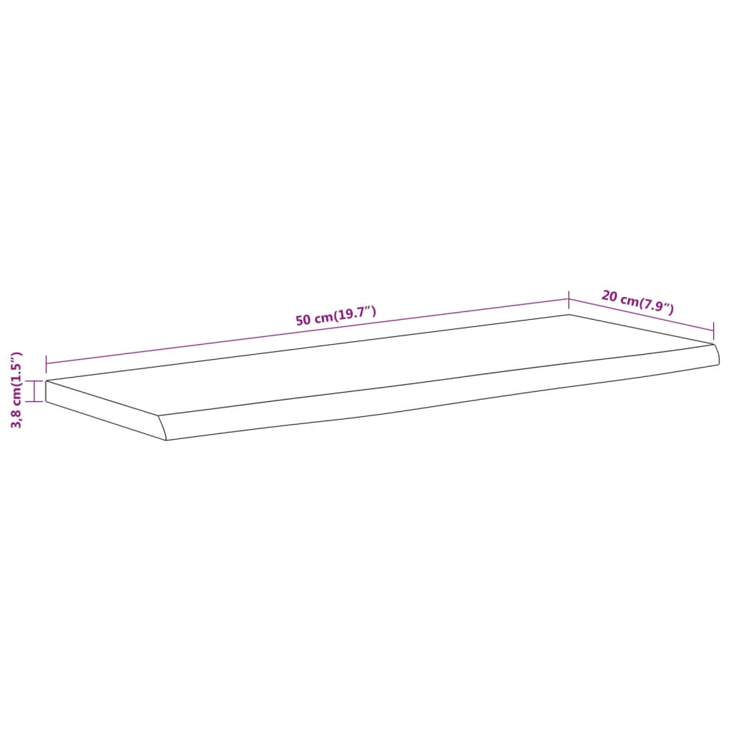 Vegghylle 50x20x3,8 cm rektangulær heltre akasie naturlig kant vidaXL