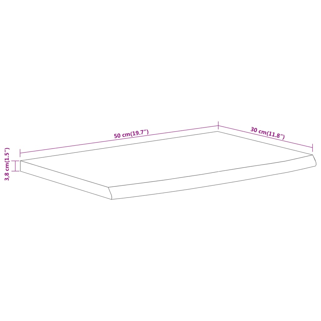 Vegghylle 50x30x3,8 cm rektangulær heltre akasie naturlig kant