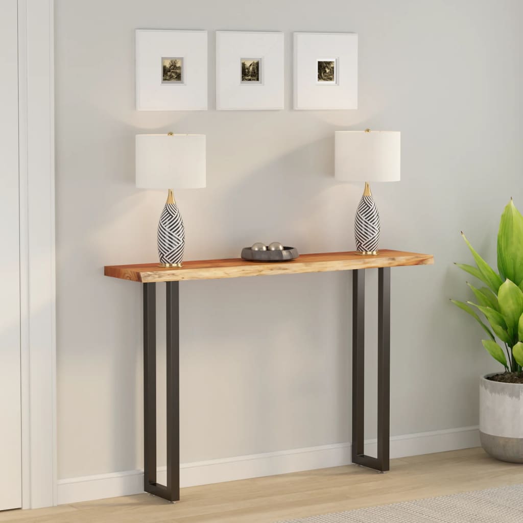 Vegghylle 180x30x3,8 cm rektangulær heltre akasie naturlig kant vidaXL