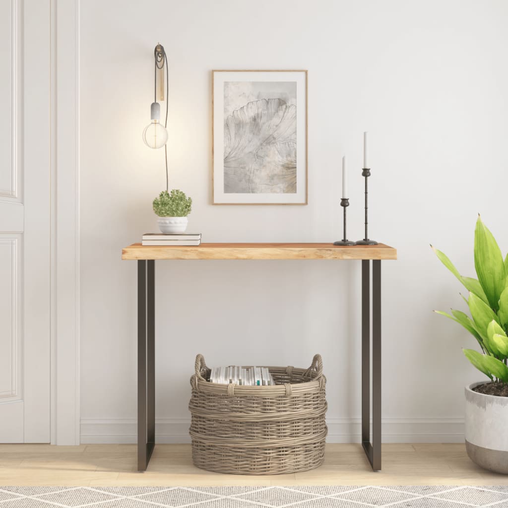 Vegghylle 90x40x3,8 cm rektangulær heltre akasie naturlig kant