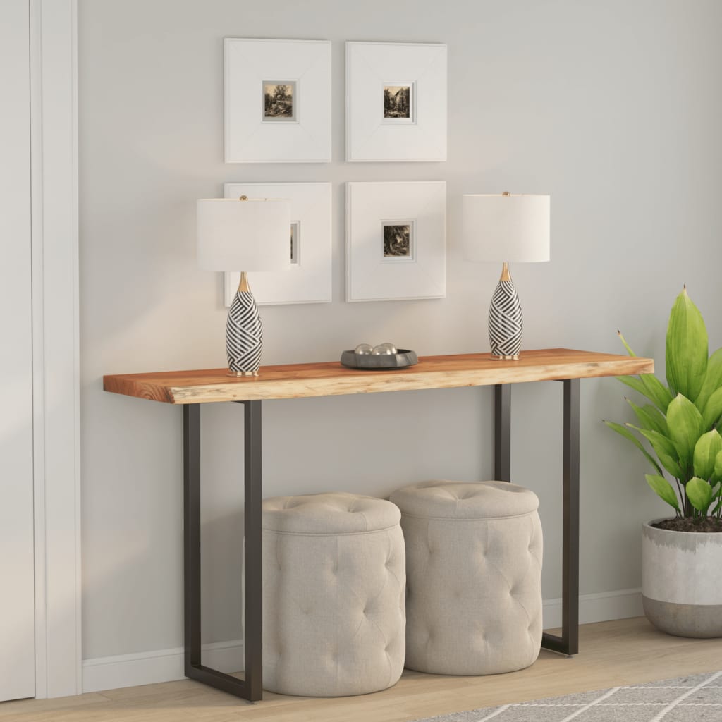 Vegghylle 140x40x3,8 cm rektangulær heltre akasie naturlig kant