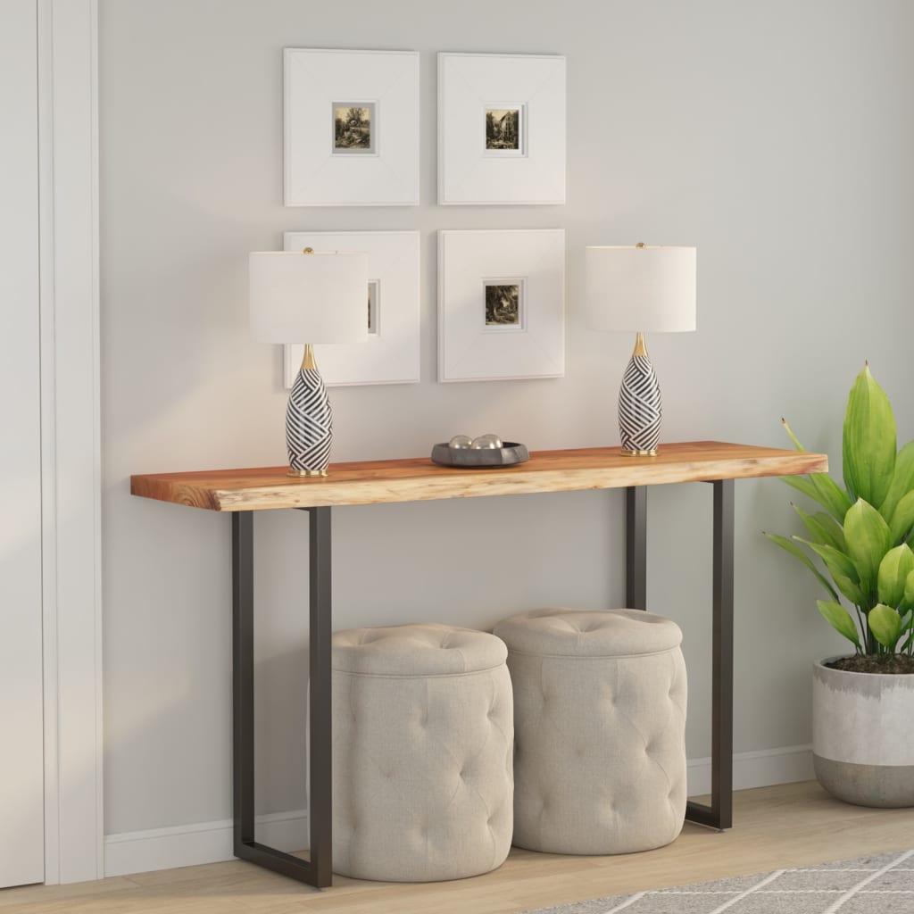 Vegghylle 160x40x3,8 cm rektangulær heltre akasie naturlig kant
