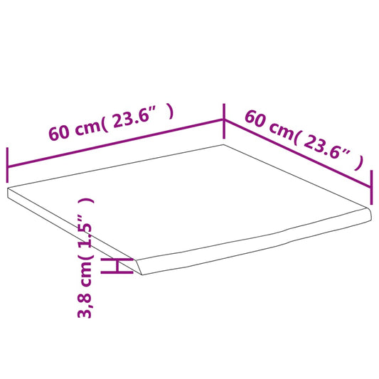 Benkeplate for bad 60x60x3,8 cm firkantet heltre akasie