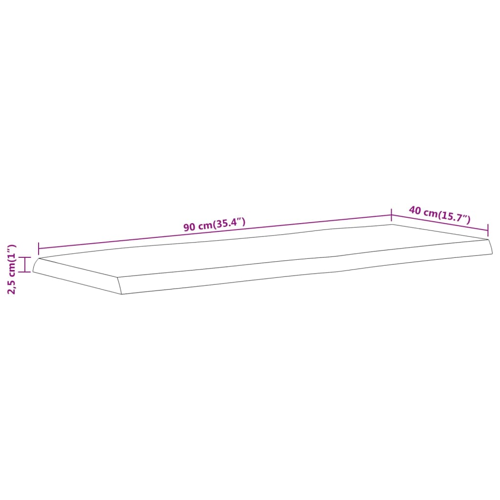 Vegghylle 90x40x2,5 cm rektangulær heltre akasie naturlig kant