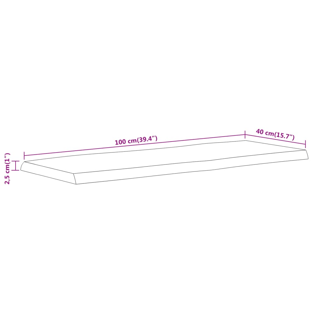 Vegghylle 100x40x2,5 cm rektangulær heltre akasie naturlig kant