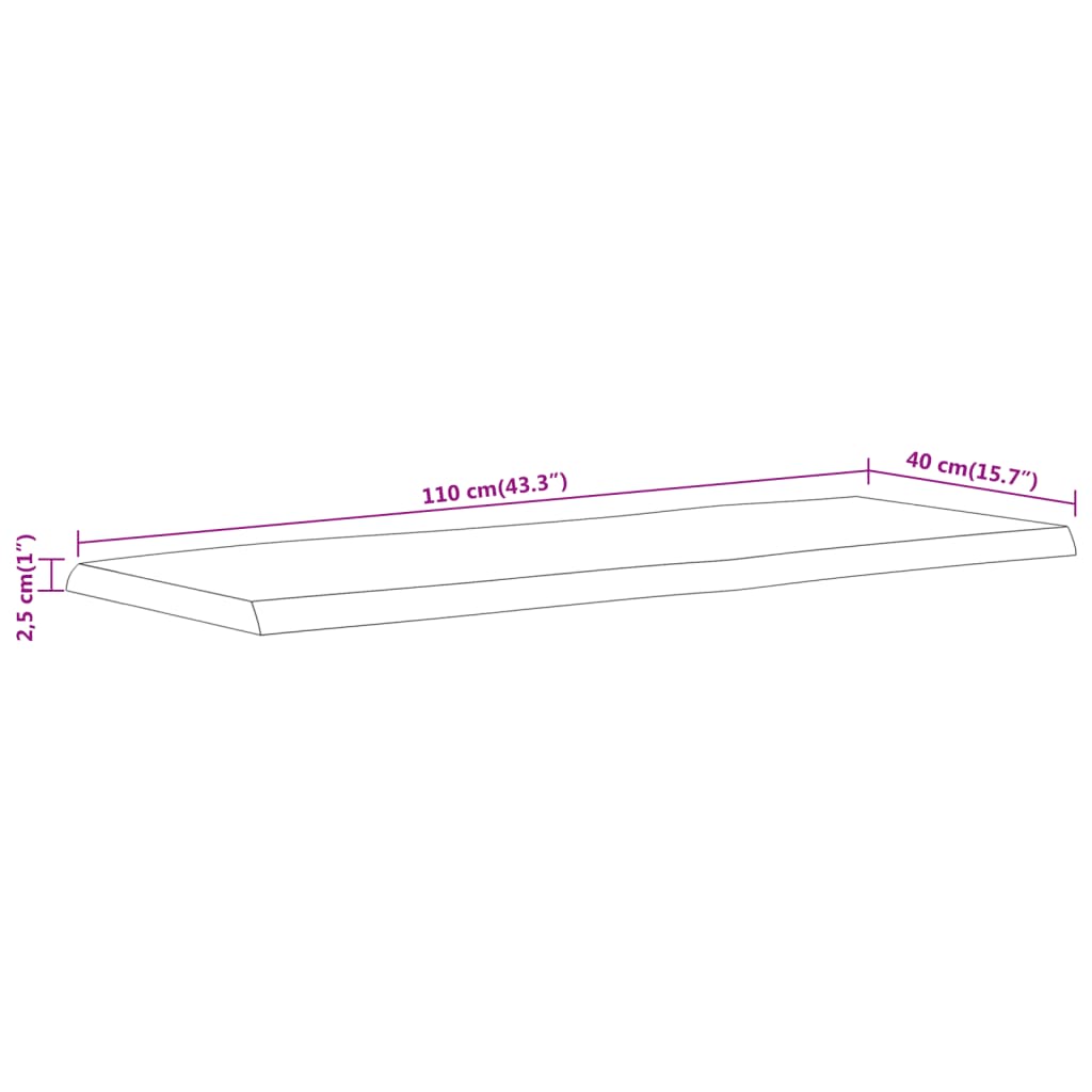 Vegghylle 110x40x2,5 cm rektangulær heltre akasie naturlig kant