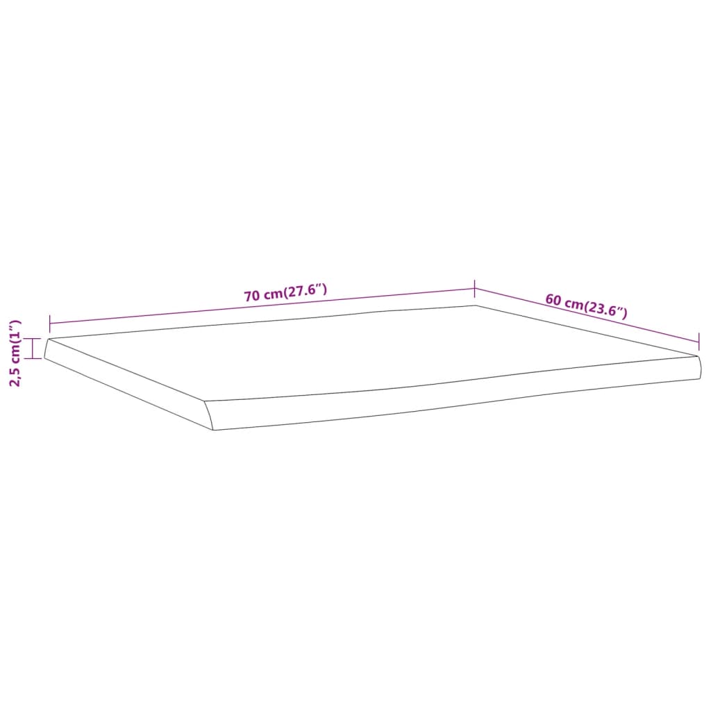 Vegghylle 70x60x2,5 cm rektangulær heltre akasie naturlig kant