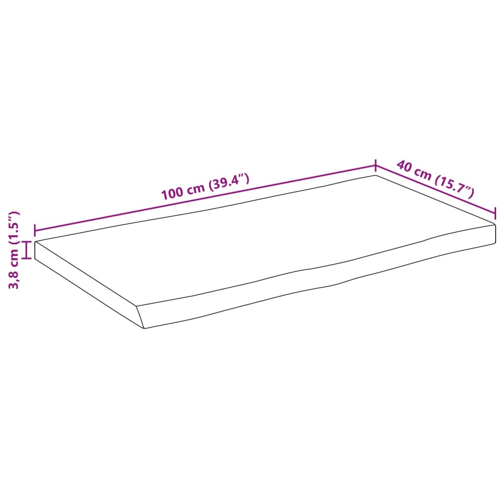 Vegghylle 100x40x3,8 cm rektangulær heltre akasie naturlig kant