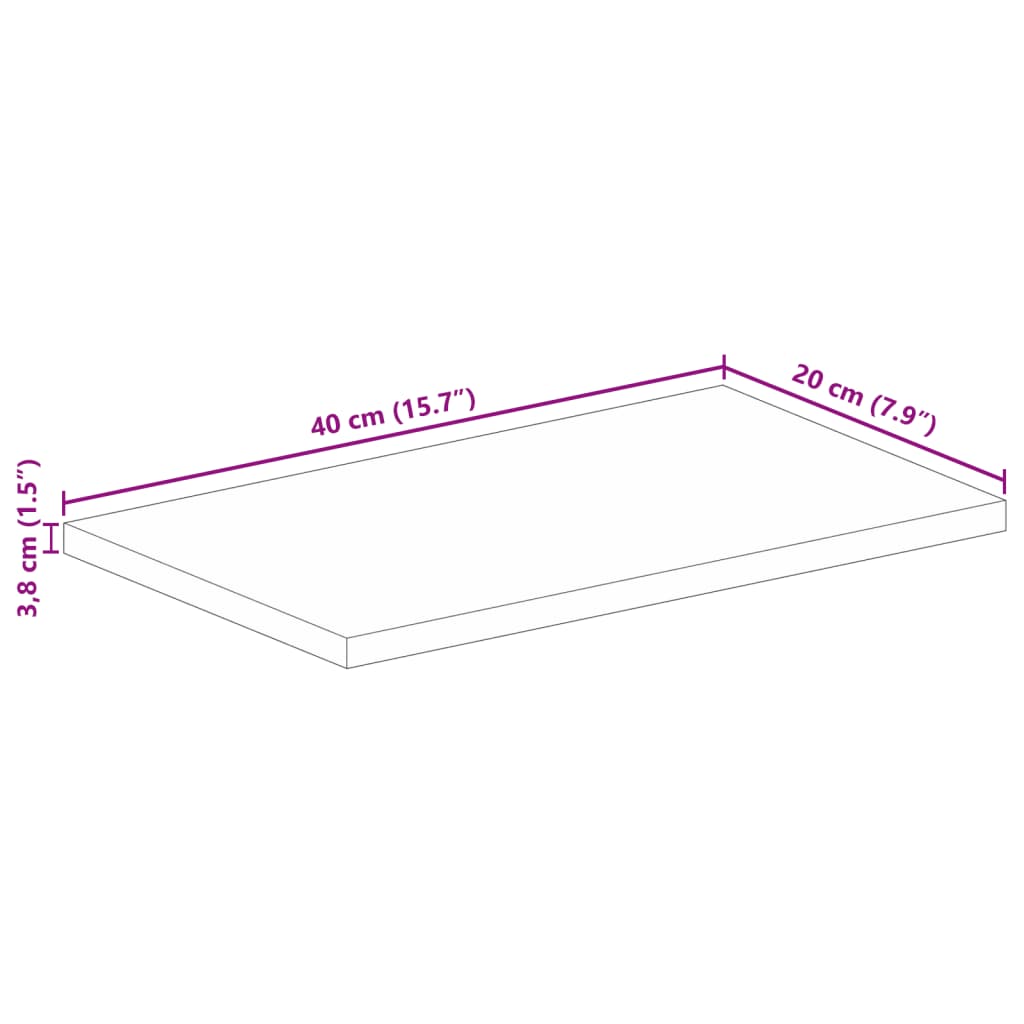 Bordplate 40x20x3,8 cm rektangulær heltre akasie