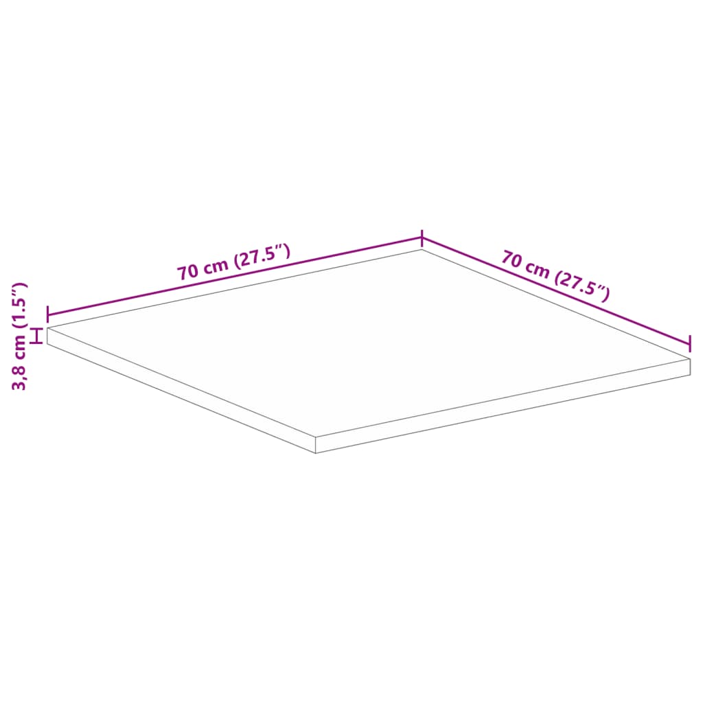 Bordplate 70x70x3,8 cm firkantet heltre bøketre vidaXL