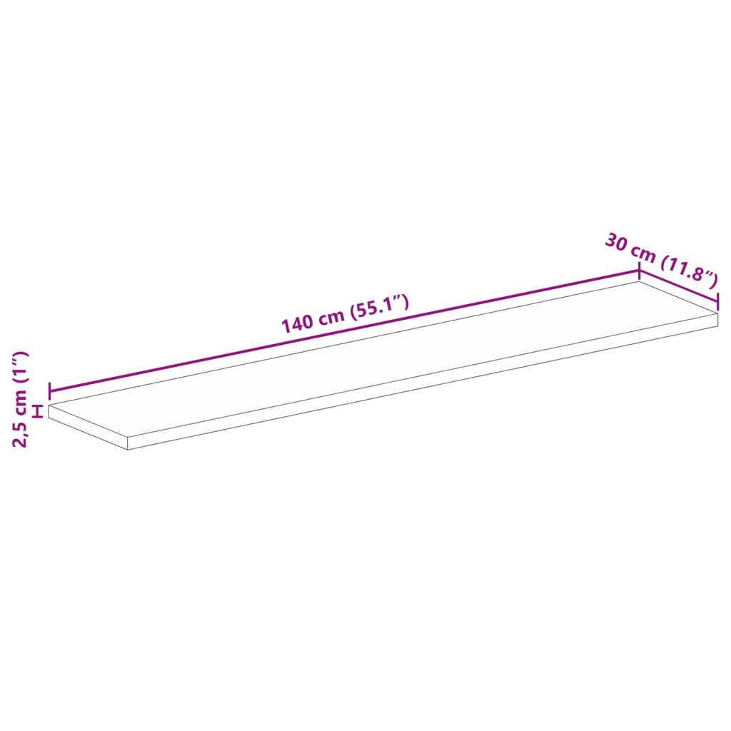 Bordplate 140x30x2,5 cm rektangulær gjenvunnet heltre vidaXL