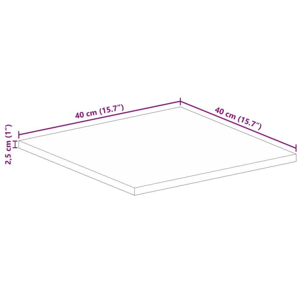 Bordplate 40x40x2,5 cm firkantet gjenvunnet heltre