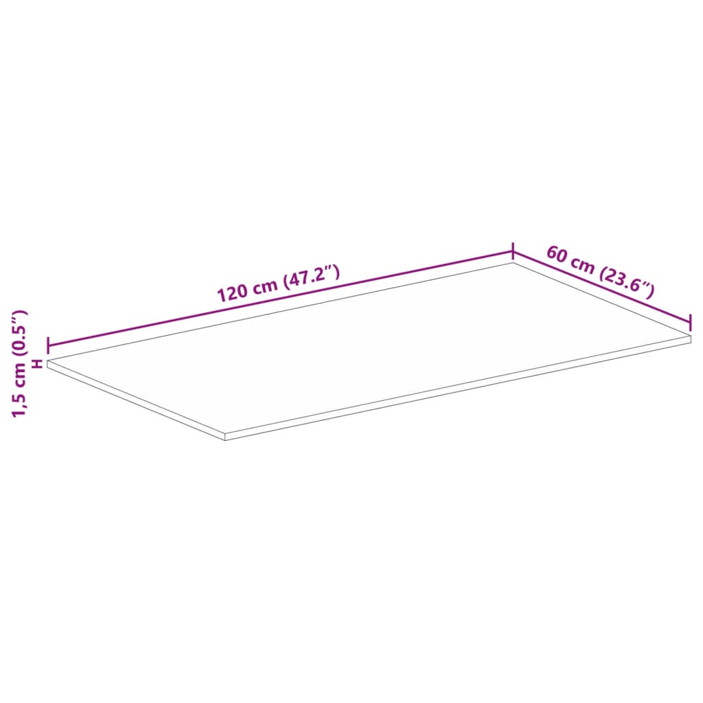 Bordplate 120x60x1,5 cm rektangulær gjenvunnet heltre vidaXL