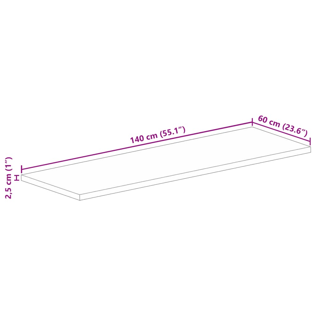 Bordplate 140x60x2,5 cm rektangulær gjenvunnet heltre vidaXL