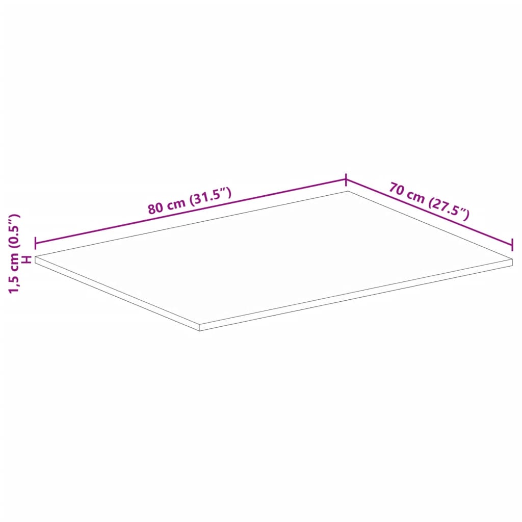 Bordplate 80x70x1,5 cm rektangulær gjenvunnet heltre vidaXL