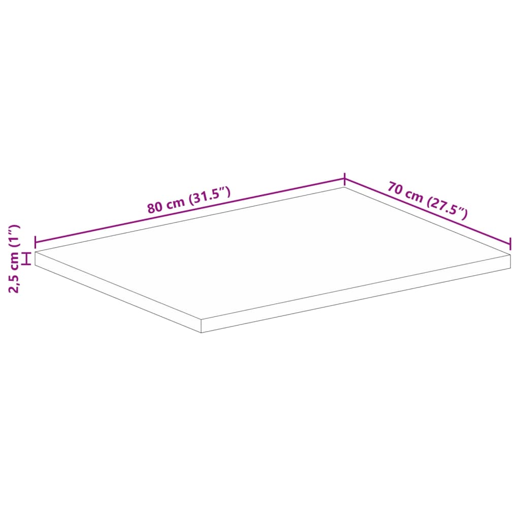 Bordplate 80x70x2,5 cm rektangulær gjenvunnet heltre vidaXL