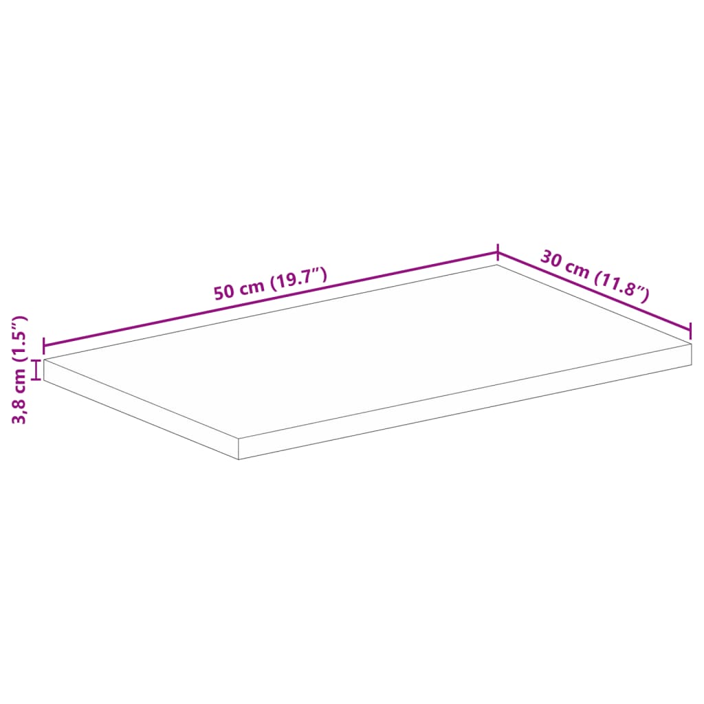 Bordplate 50x30x3,8 cm rektangulær gjenvunnet heltre vidaXL