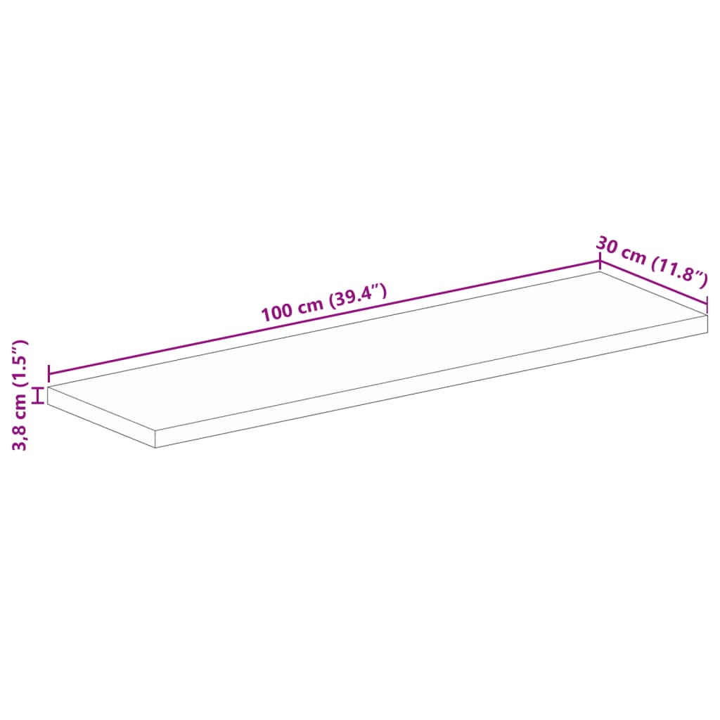 Bordplate 100x30x3,8 cm rektangulær gjenvunnet heltre vidaXL