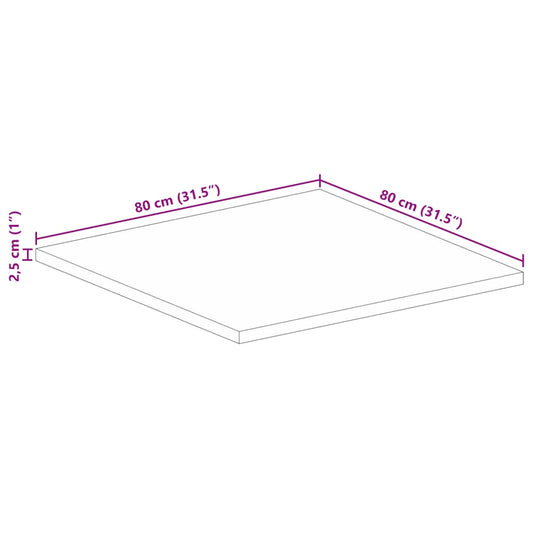 Bordplate 80x80x2,5 cm firkantet heltre mango