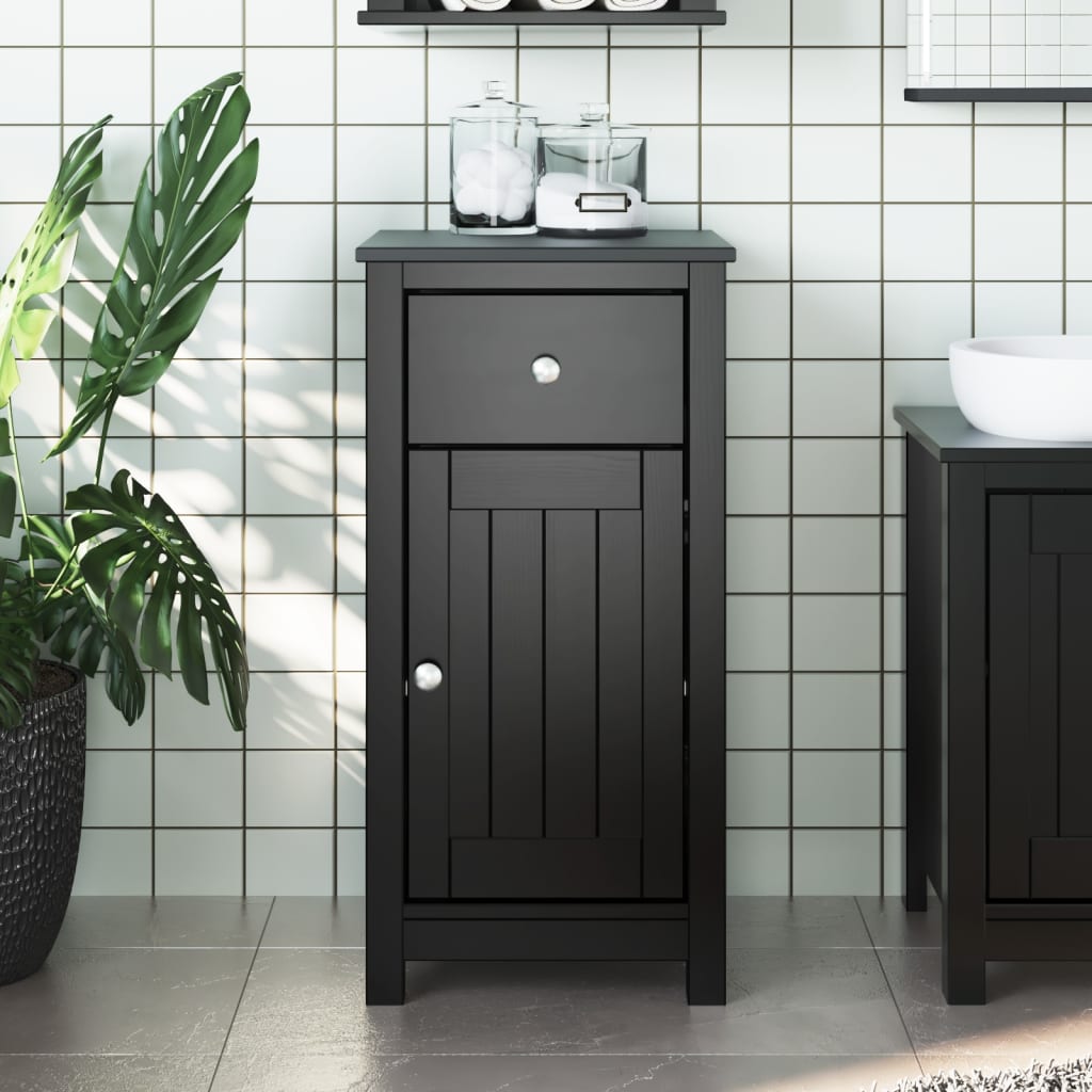Baderomsskap BERG svart 40x34x80 cm heltre furu vidaXL