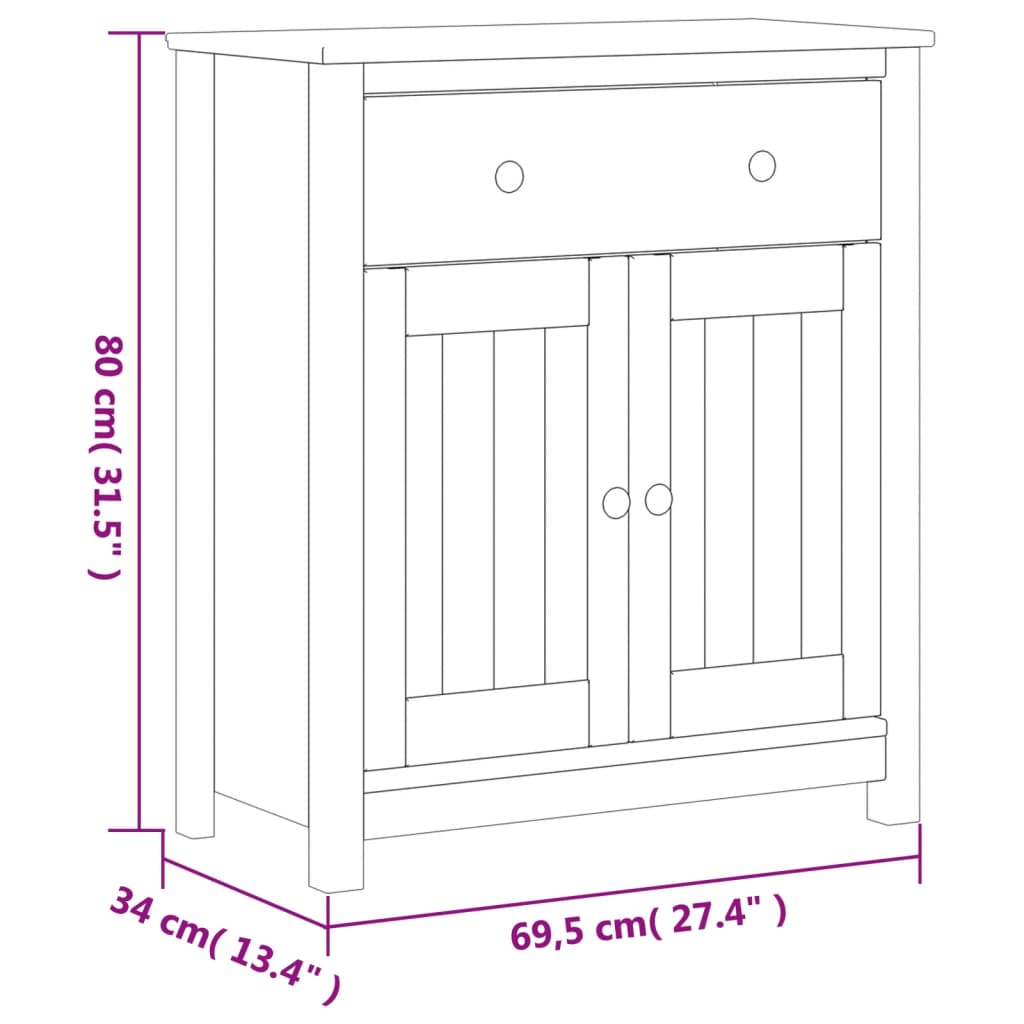 Baderomsskap BERG svart 69,5x34x80 cm heltre furu vidaXL