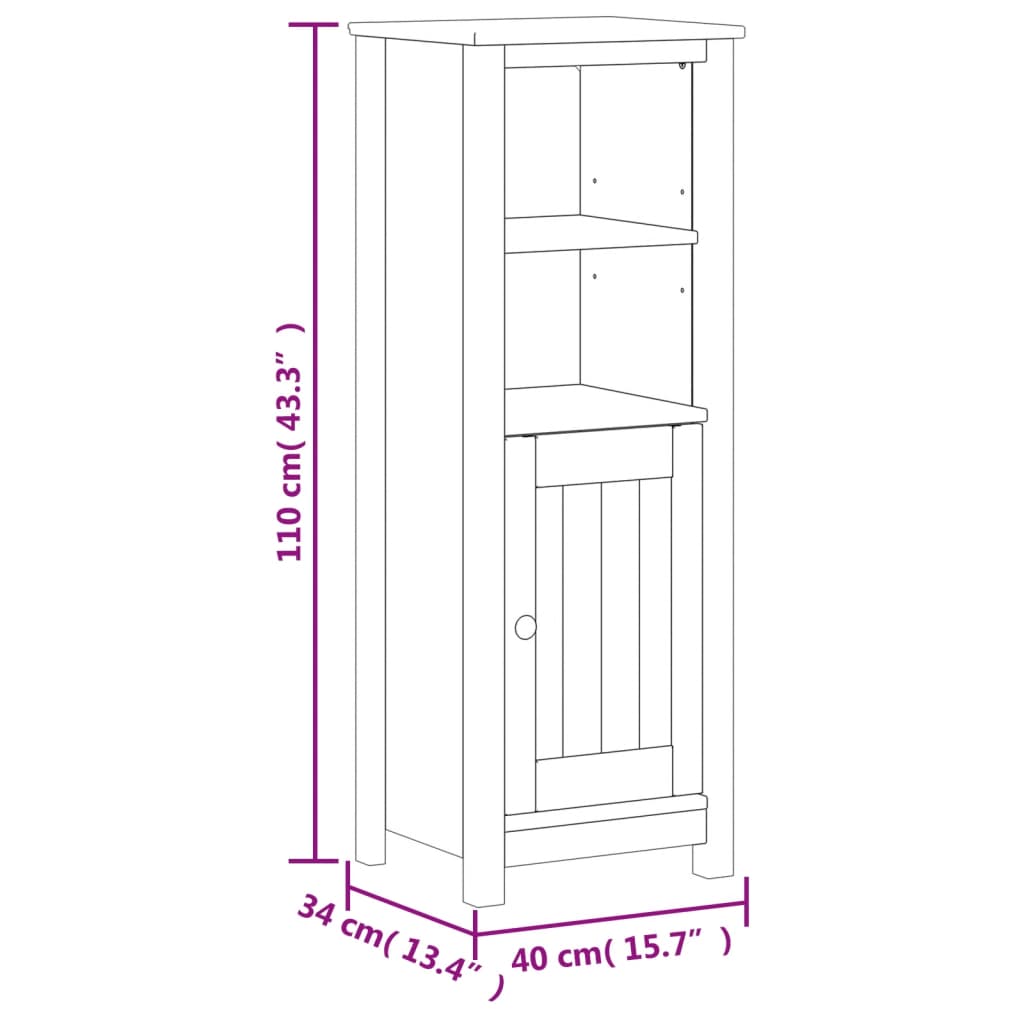 Baderomsskap BERG svart 40x34x110 cm heltre furu