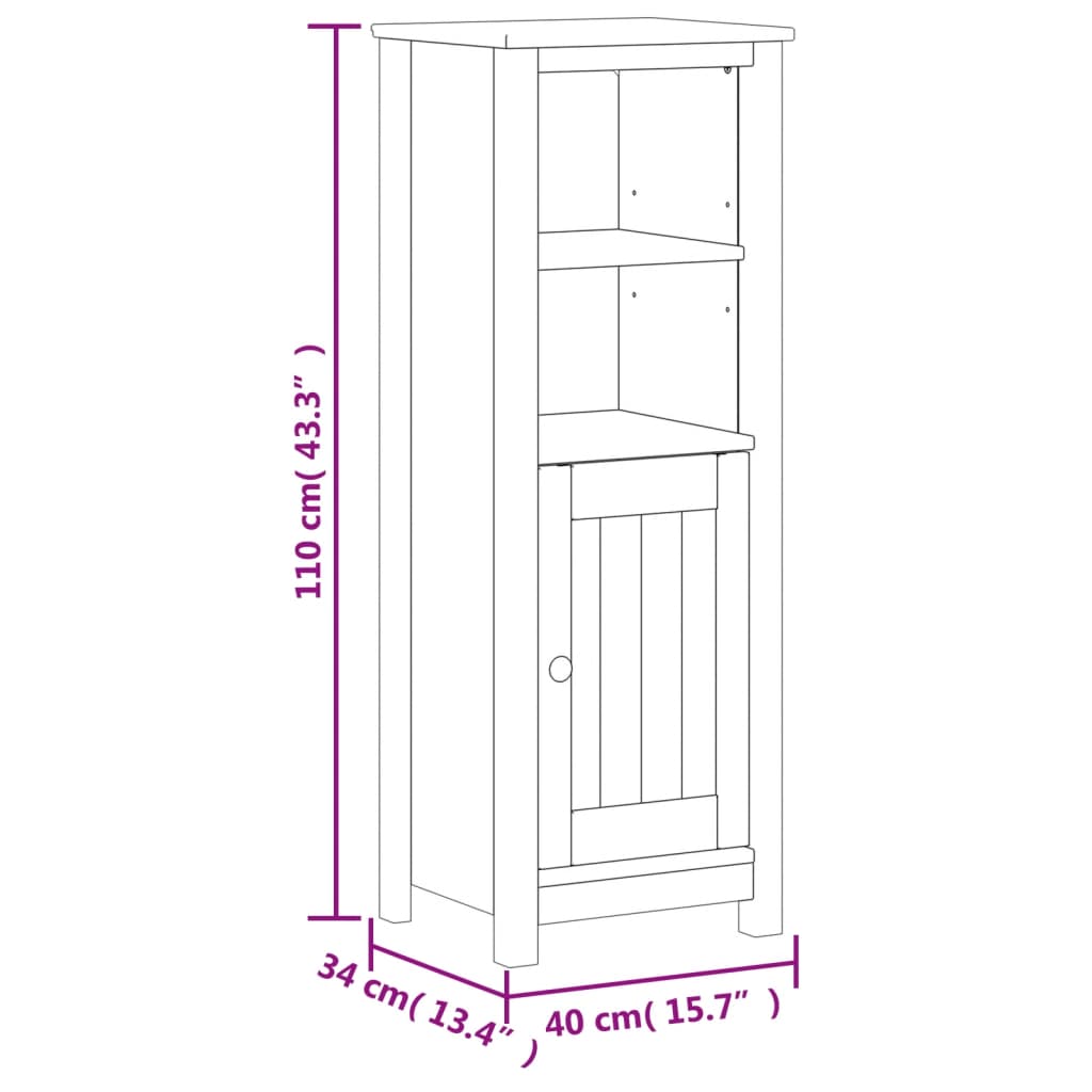 Baderomsskap BERG svart 40x34x110 cm heltre furu vidaXL