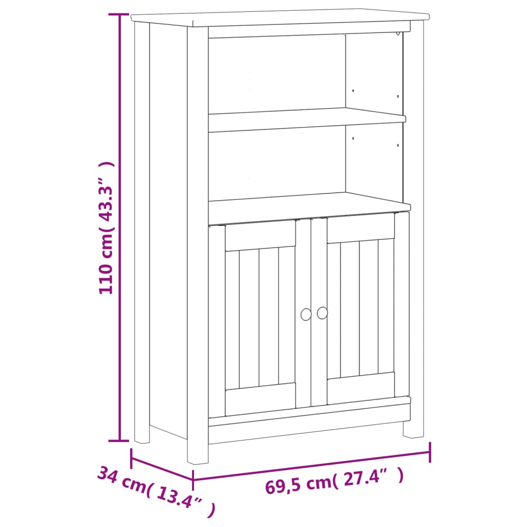 Baderomsskap BERG hvit 69,5x34x110 cm heltre furu