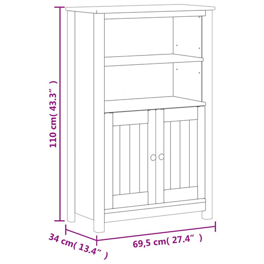 Baderomsskap BERG svart 69,5x34x110 cm heltre furu
