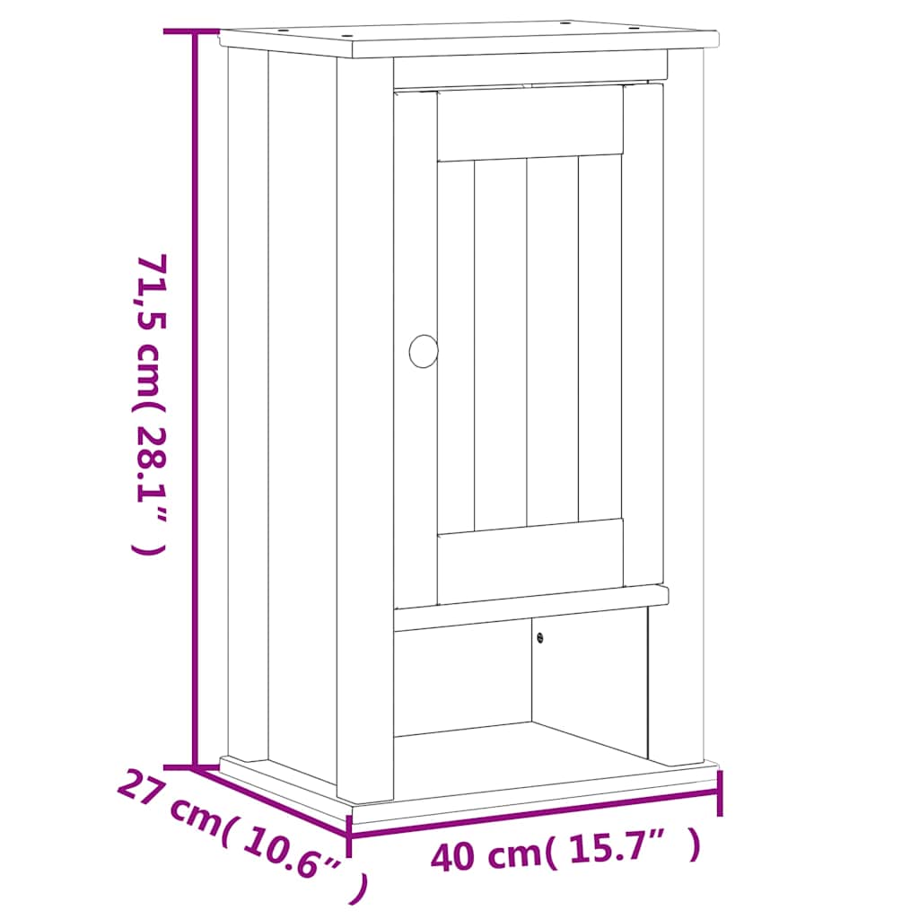 Baderomsskap BERG svart 40x27x71,5 cm heltre furu vidaXL