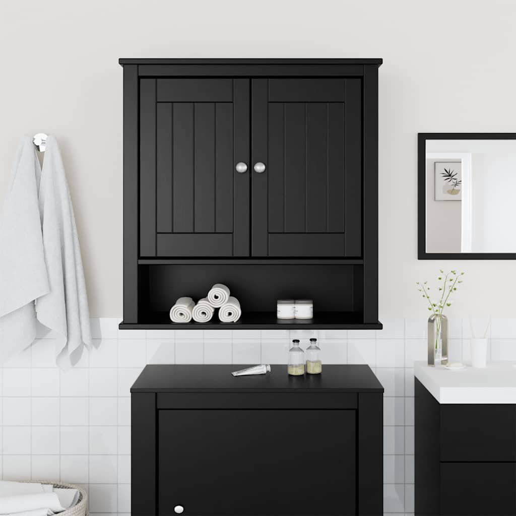 Baderomsskap BERG svart 69,5x27x71,5 cm heltre furu vidaXL