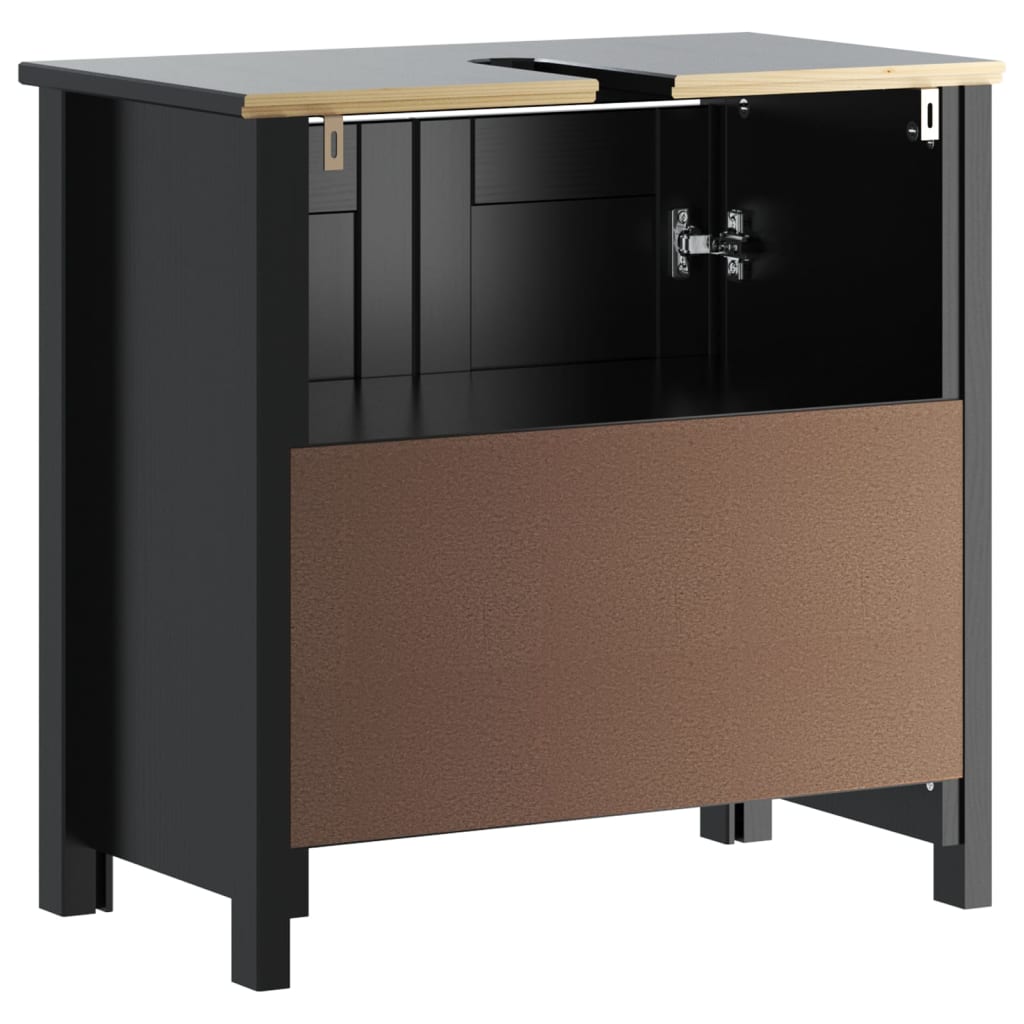 Baderomsskap BERG svart 60x34x59 cm heltre furu vidaXL