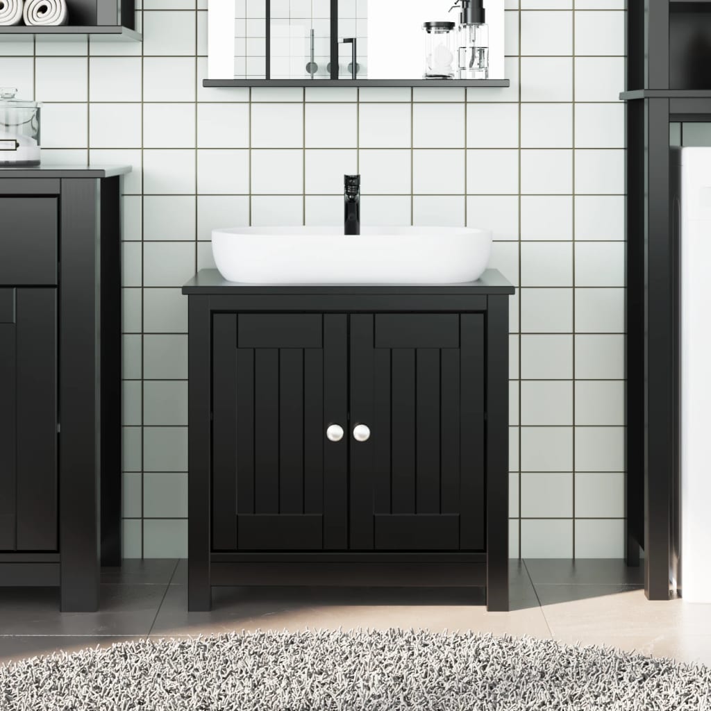 Baderomsskap BERG svart 60x34x59 cm heltre furu