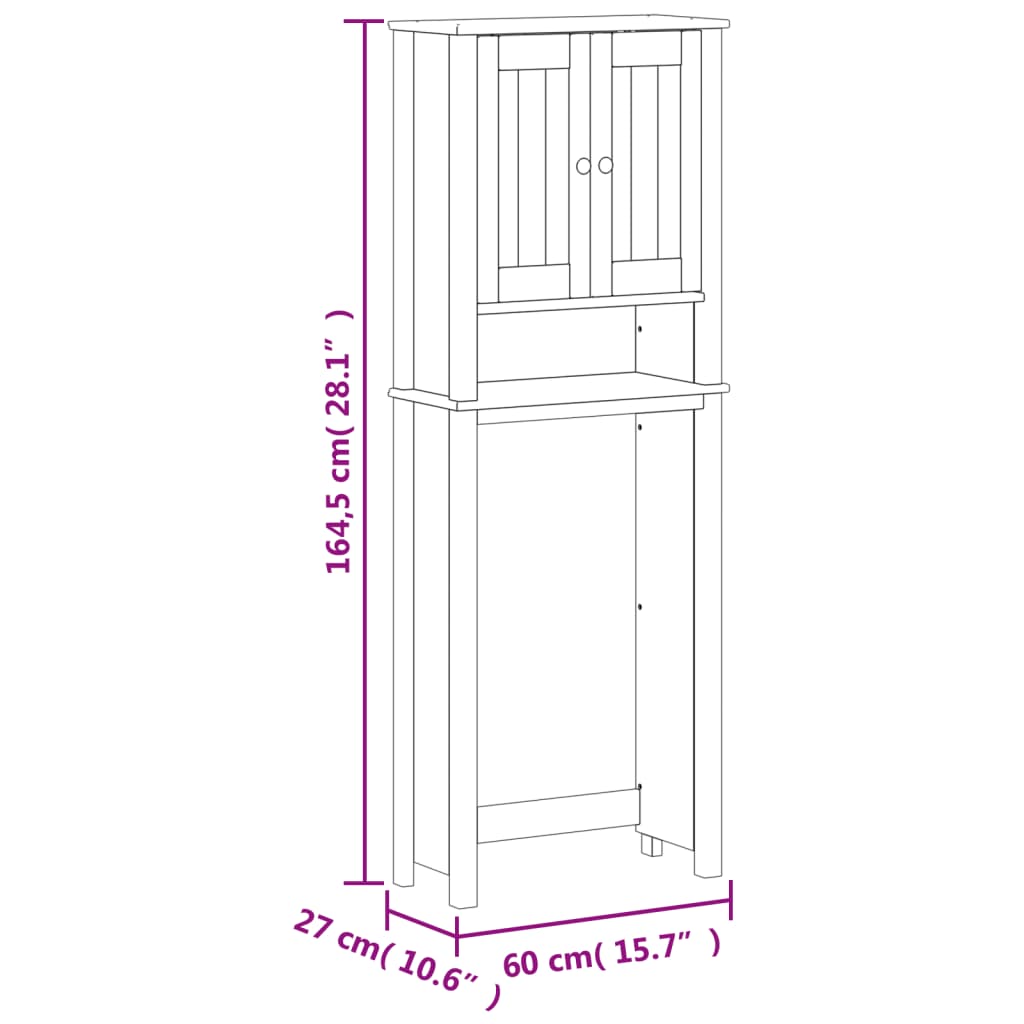 Baderomsskap over toalettet BERG hvit 60x27x164,5 cm heltre