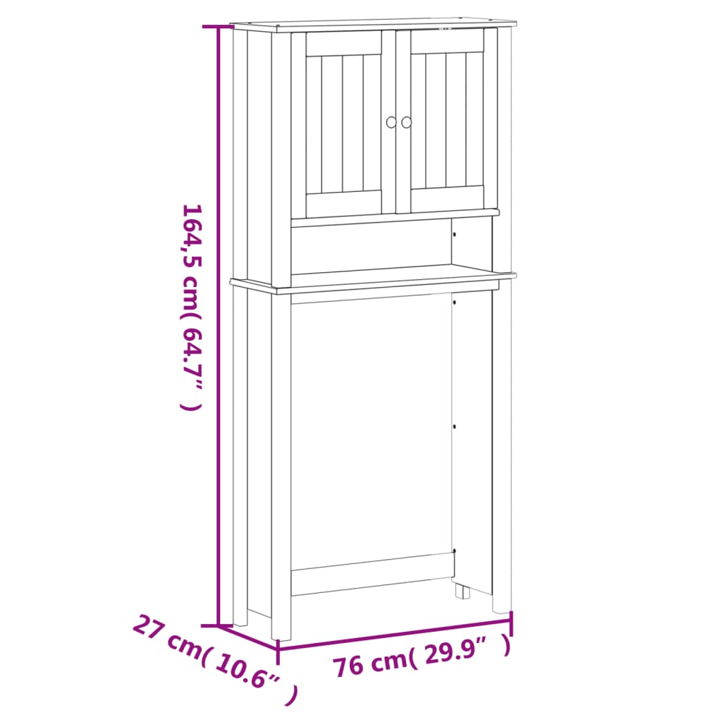 Vaskemaskinskap BERG svart 76x27x164,5 cm heltre furu