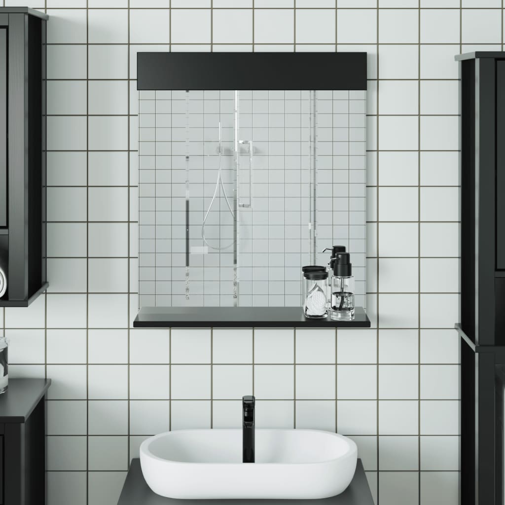 Baderomsspeil med hylle BERG svart 60x12x70 cm heltre vidaXL
