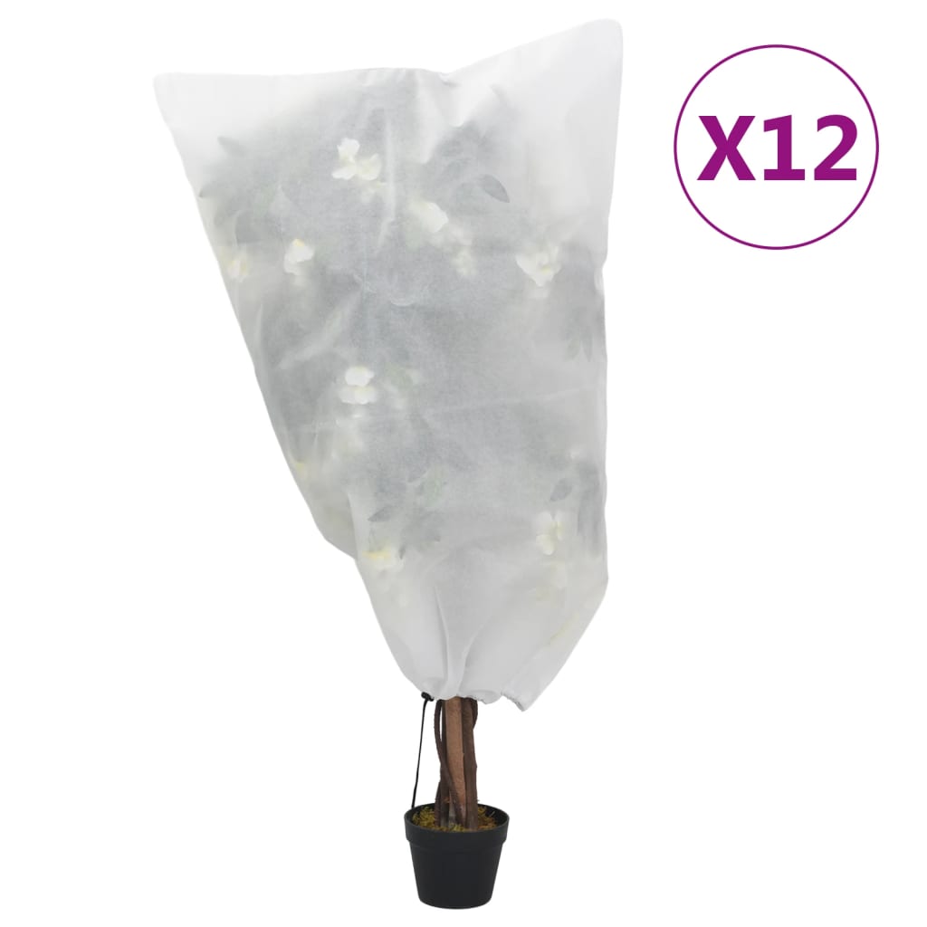 Plantefleecetrekk med snor 12 stk 70 g/m² 0,8x0,8 m